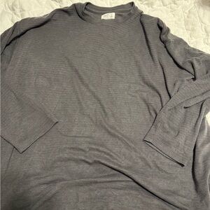 Maurices Charcoal Ribbed Long Sleeve Crewneck Top